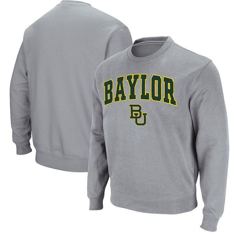 Men's Colosseum Heathered Gray Baylor Bears Arch & Logo Pullover Sweatshirt, Size: Large, Bay Grey Product Image