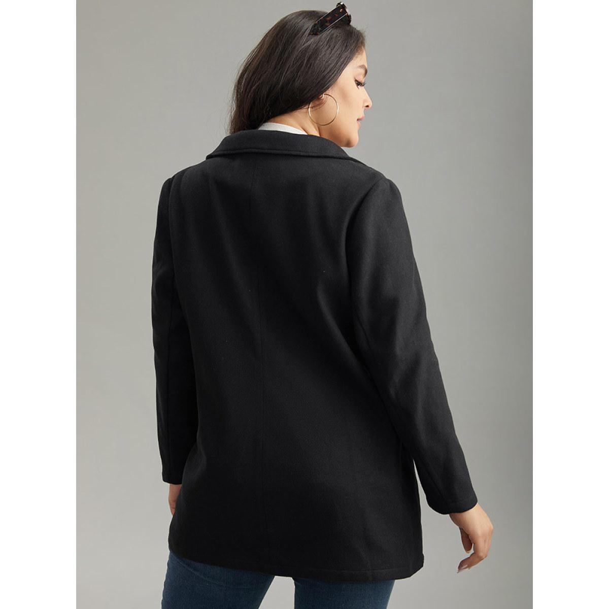Plus Size Asymmetrical Neck Buckle Detail Zipper Coat Women Black Casual Texture Ladies Dailywear Winter Coats BloomChic 14-16/1X Product Image
