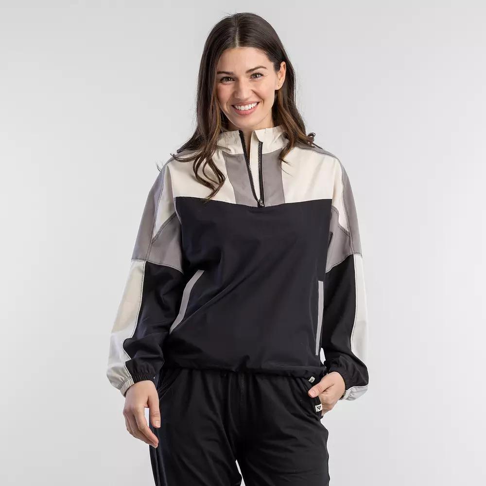 Womens LIV Outdoor Lightweight Pullover Jacket Black Brown Product Image