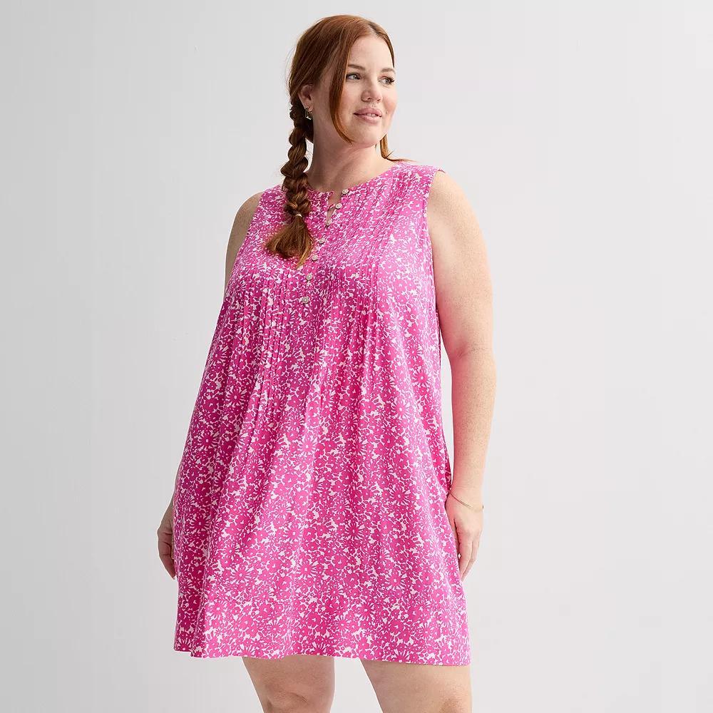 Plus Size Sonoma Goods For Life Pintuck Dress, Womens Black Triangle Geo Product Image