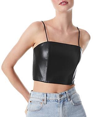Womens Pearle Vegan Leather Crop Top Product Image