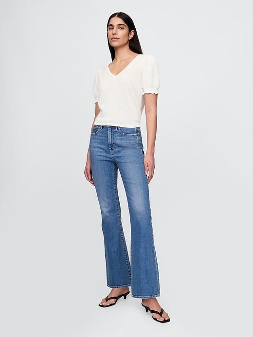 Linen-Blend Puff-Sleeve Top Product Image