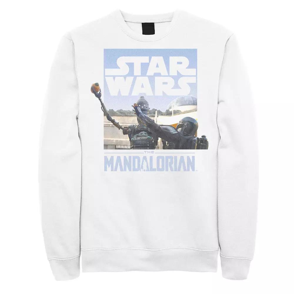 Men's Star Wars The Mandalorian Din Djarin IG-11 Scene Box Graphic Fleece, Size: Medium, White Product Image