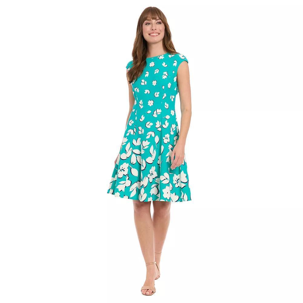 Petite London Times Cap Sleeve Fit And Flare Midi Dress, Women's, Size: 6 Petite, Blue Green Product Image