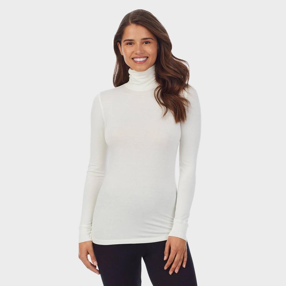 Warm Essentials by Cuddl Duds Womens Smooth Stretch Thermal Turtleneck Top - Black Product Image