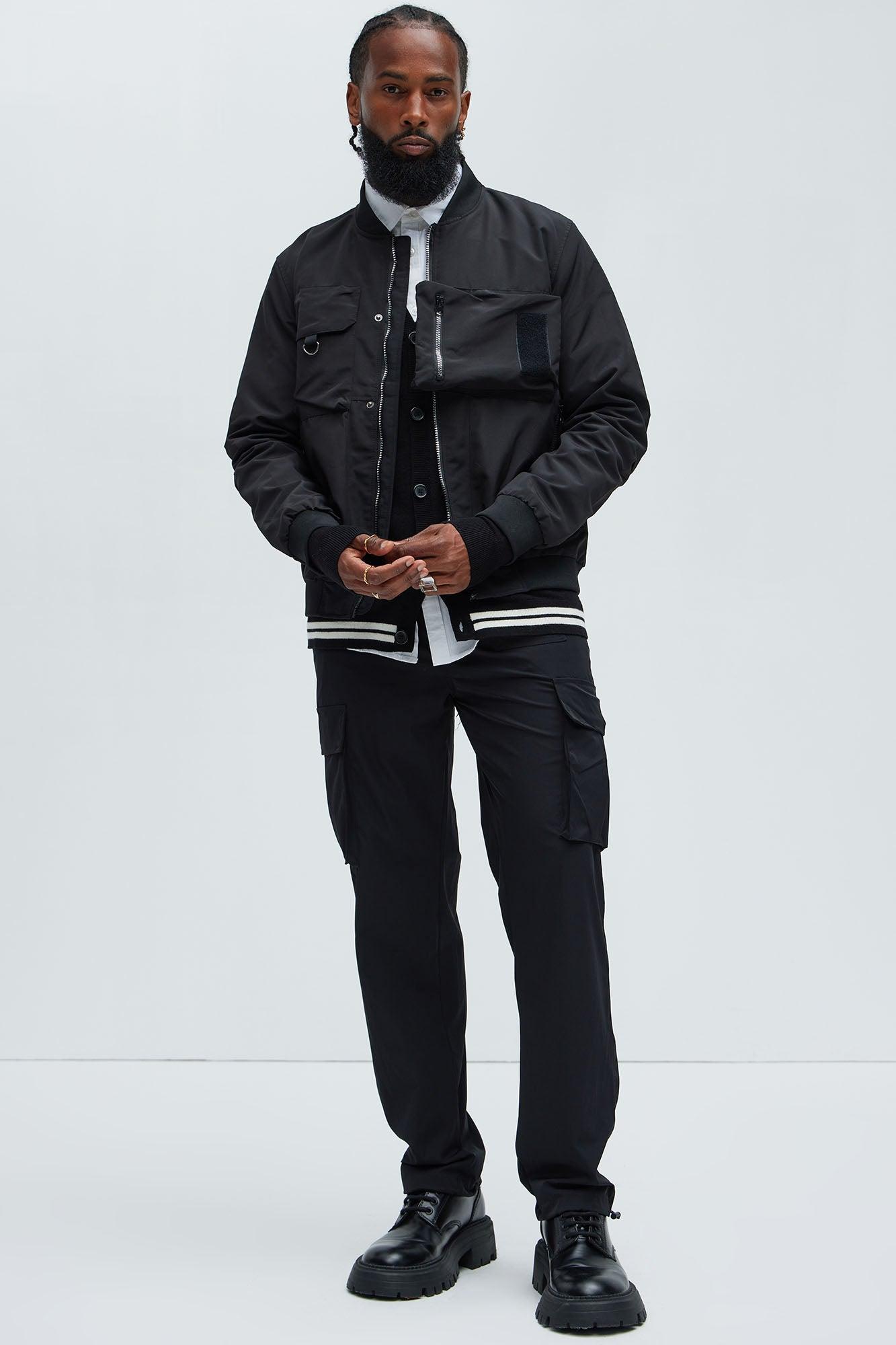 Put Me On Something Slim Nylon Cargo Pants - Black Product Image