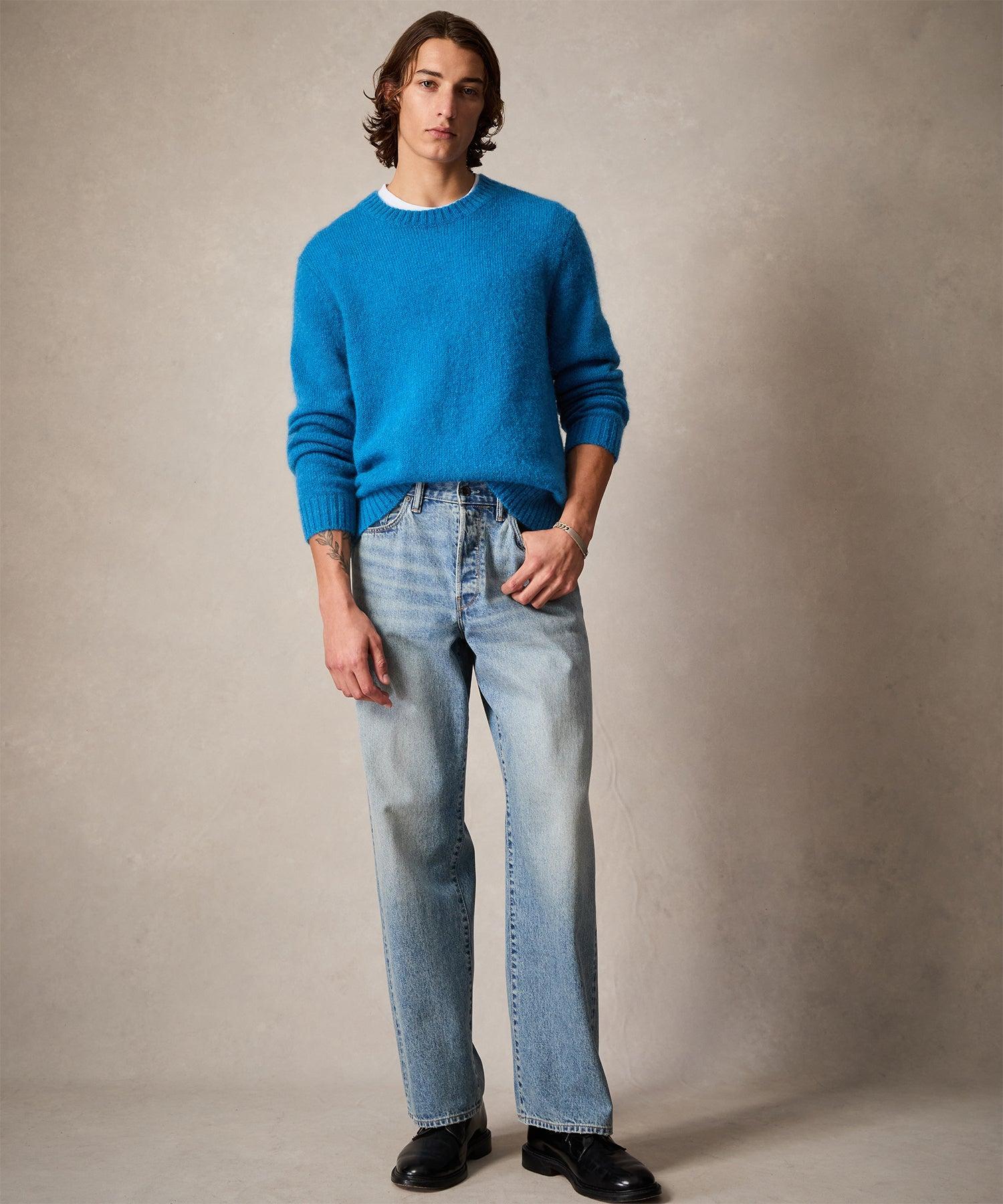 Brushed Mohair Crewneck Sweater in Blue Toile Product Image