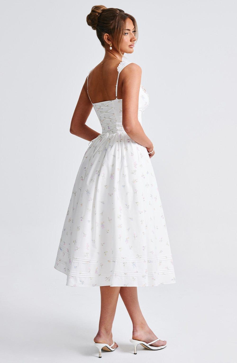 Marlena Midi Dress - White Multi Floral Print Product Image