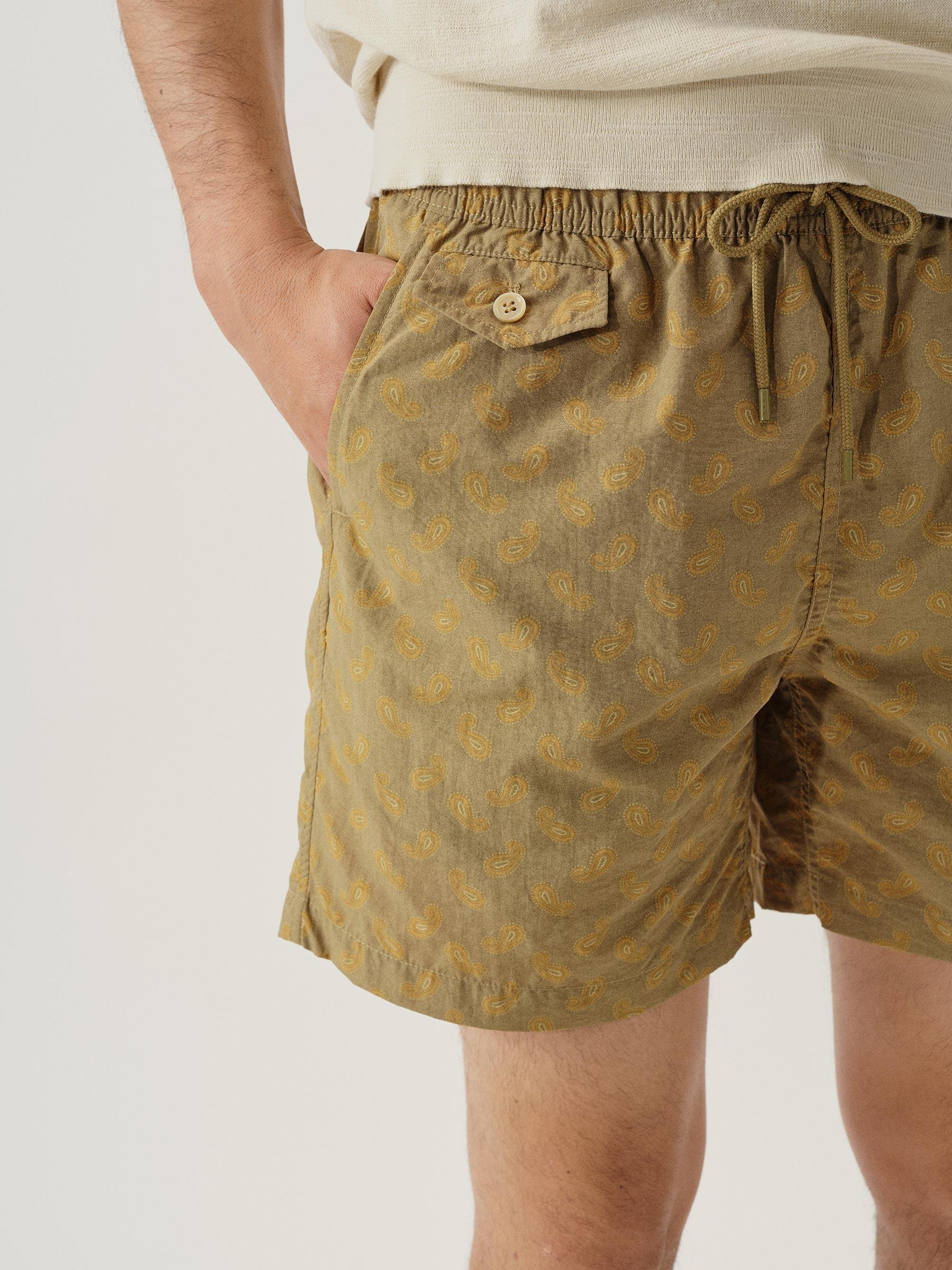 Green Paisley Diver Cloth Swim Short Product Image