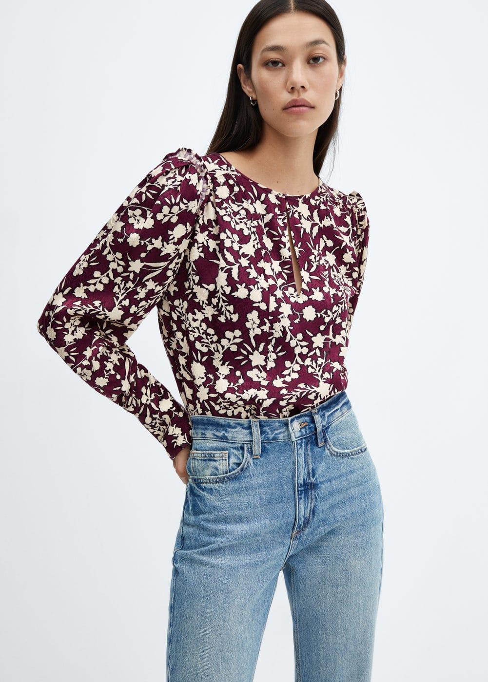 MANGO Berry Blouse (Maroon) Women's Blouse Product Image