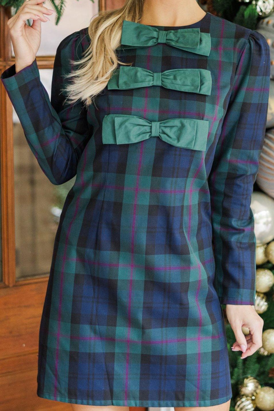 Warmest Wishes Navy Blue Plaid Dress Female Product Image