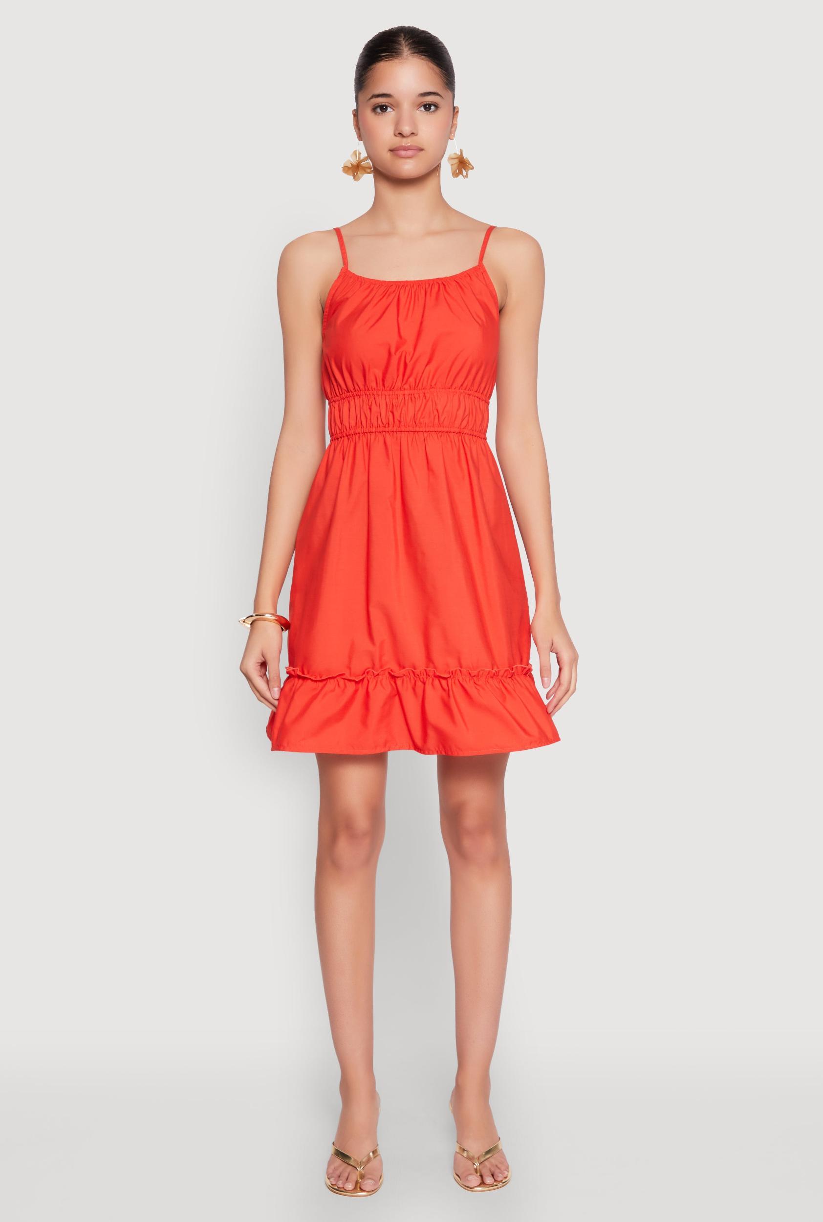 Womens Spaghetti Strap Empire Waist Mini Dress Product Image