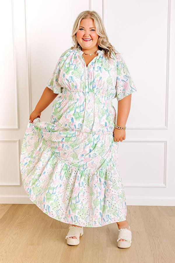 Picking Tulips Floral Eyelet Midi Dress Curves Product Image