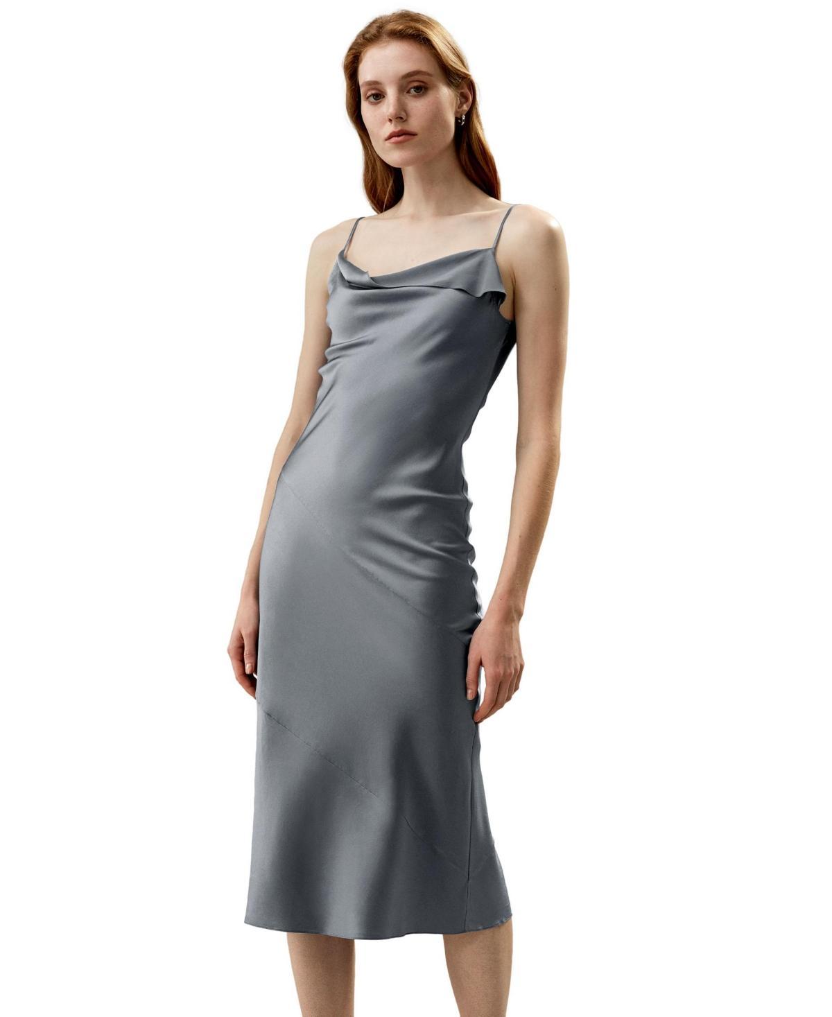 Lilysilk Womens Cowl Neck Oblique-layered Silk Dress for Women Product Image