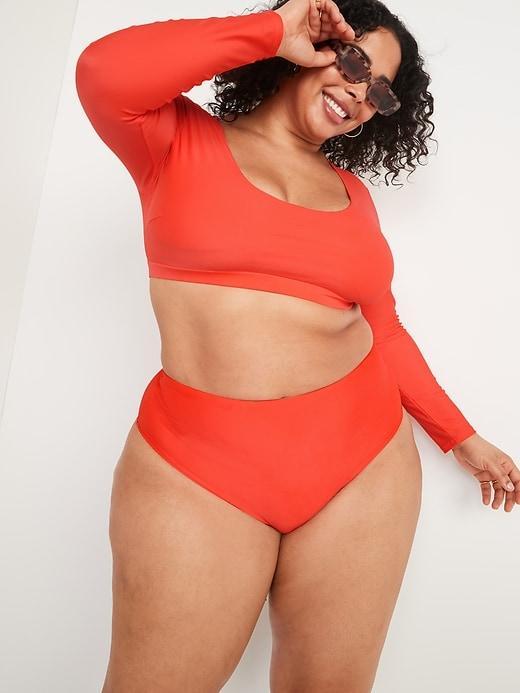 Long-Sleeve Cropped Rashguard Swim Top Product Image