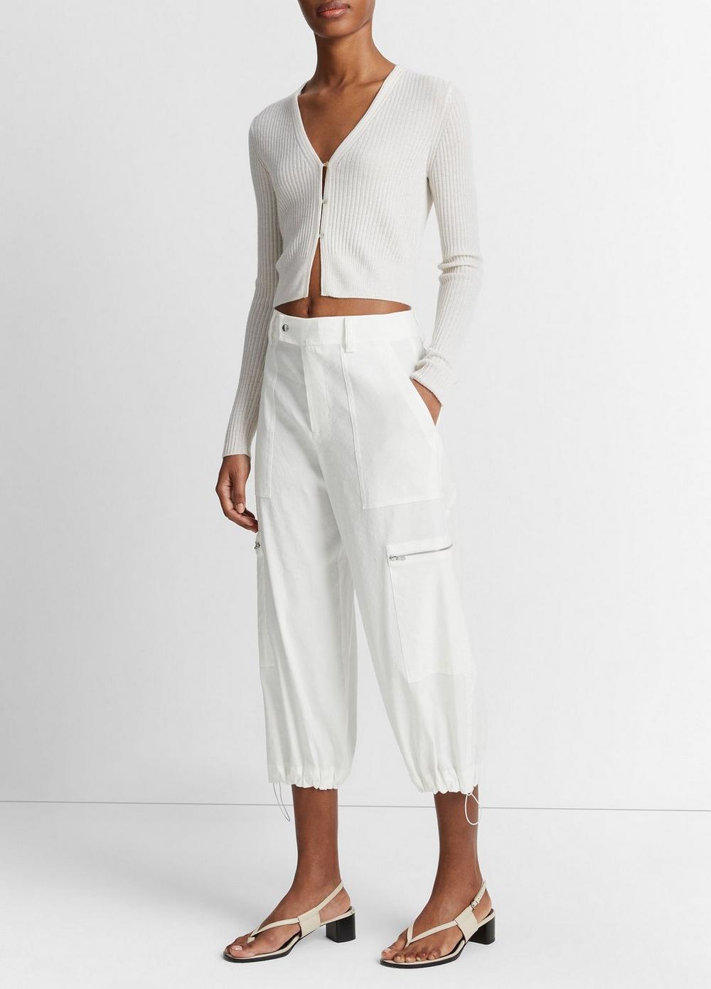 Womens Low-Rise Cropped Parachute Pant, Off White, Size 4 Vince Product Image