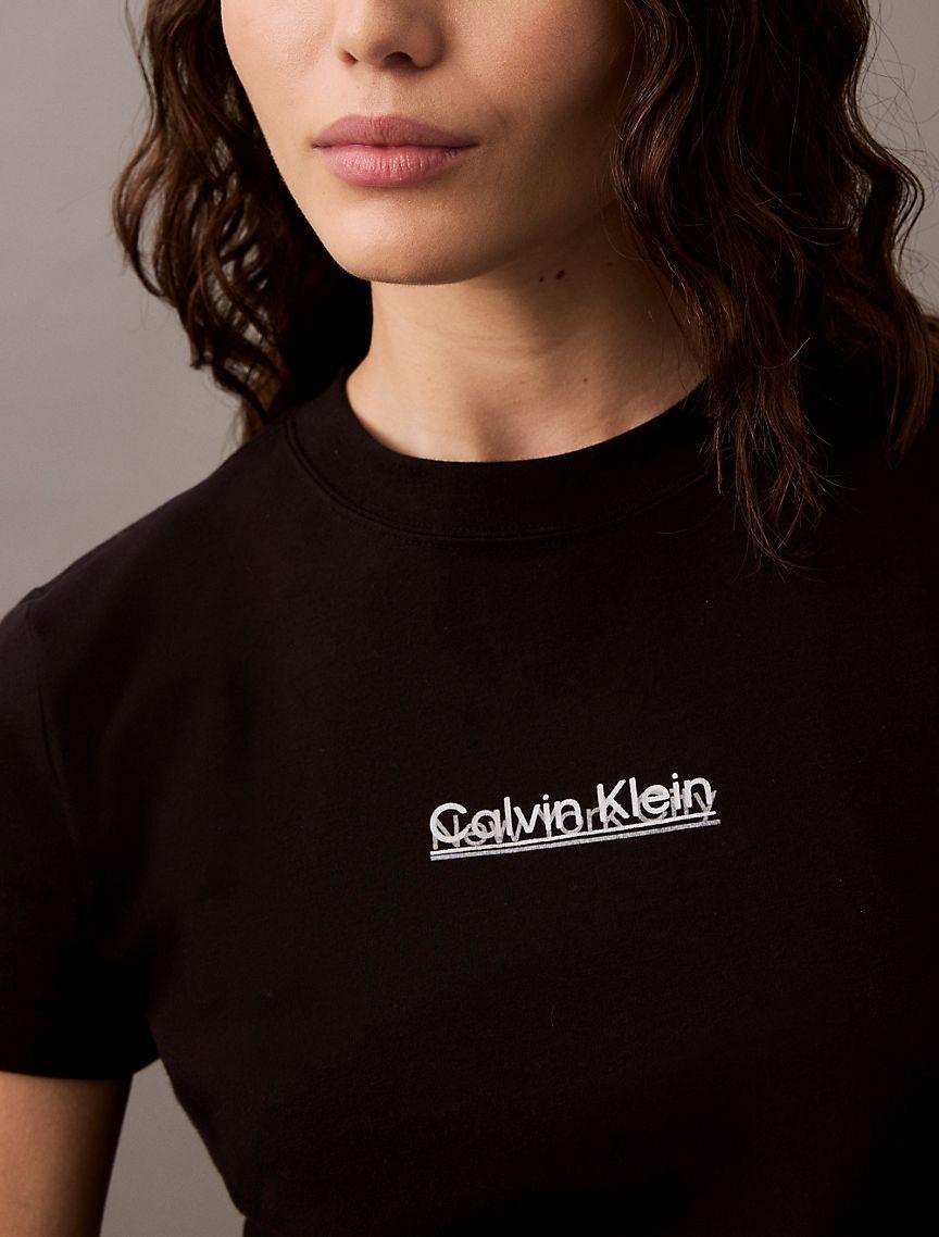 Calvin Klein Women's Overlap Logo Slim T-Shirt - Black - XS Product Image