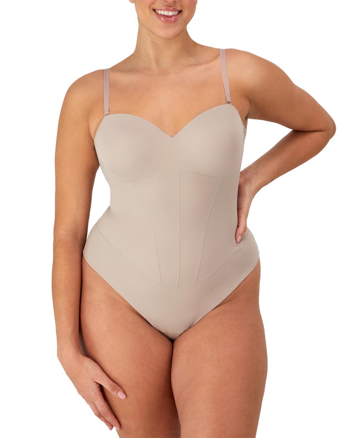 Maidenform Firm Control Shapewear Tummy Shaping Multiway Thong Bodysuit DMS131, Women's, Size: Large, Just Brown Product Image