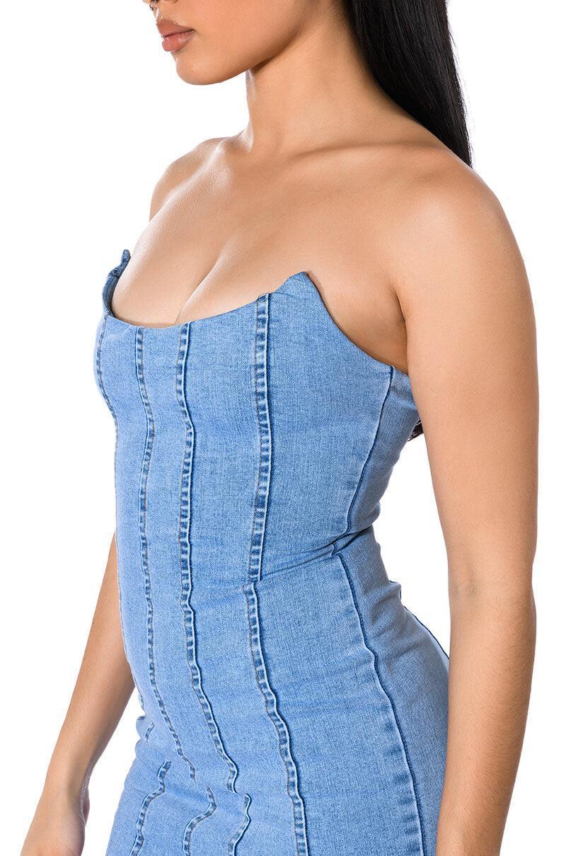 GIVING POPSTAR DENIM MINI DRESS Product Image