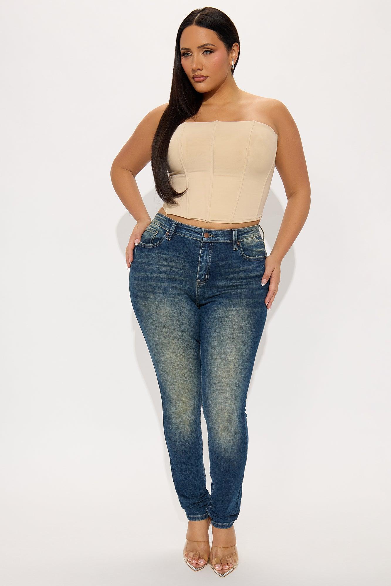 Tall Charley Crosshatch Tinted Stretch Skinny Jeans - Dark Wash Female Product Image
