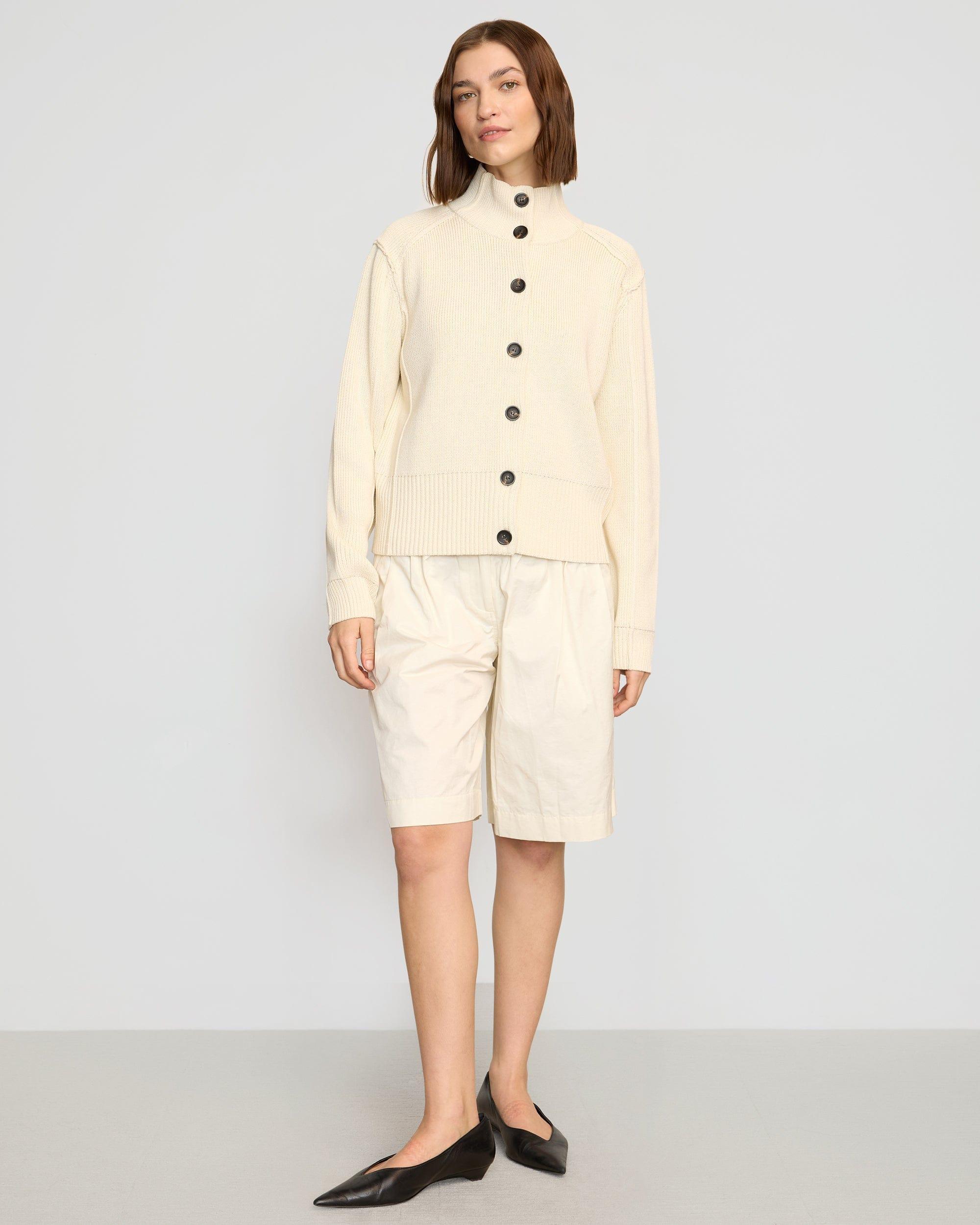 Clove Button Mock-Neck Knit Cardigan Product Image