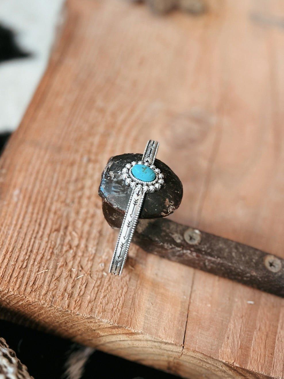 Oval Turquoise Stone Cuff Bracelet Product Image