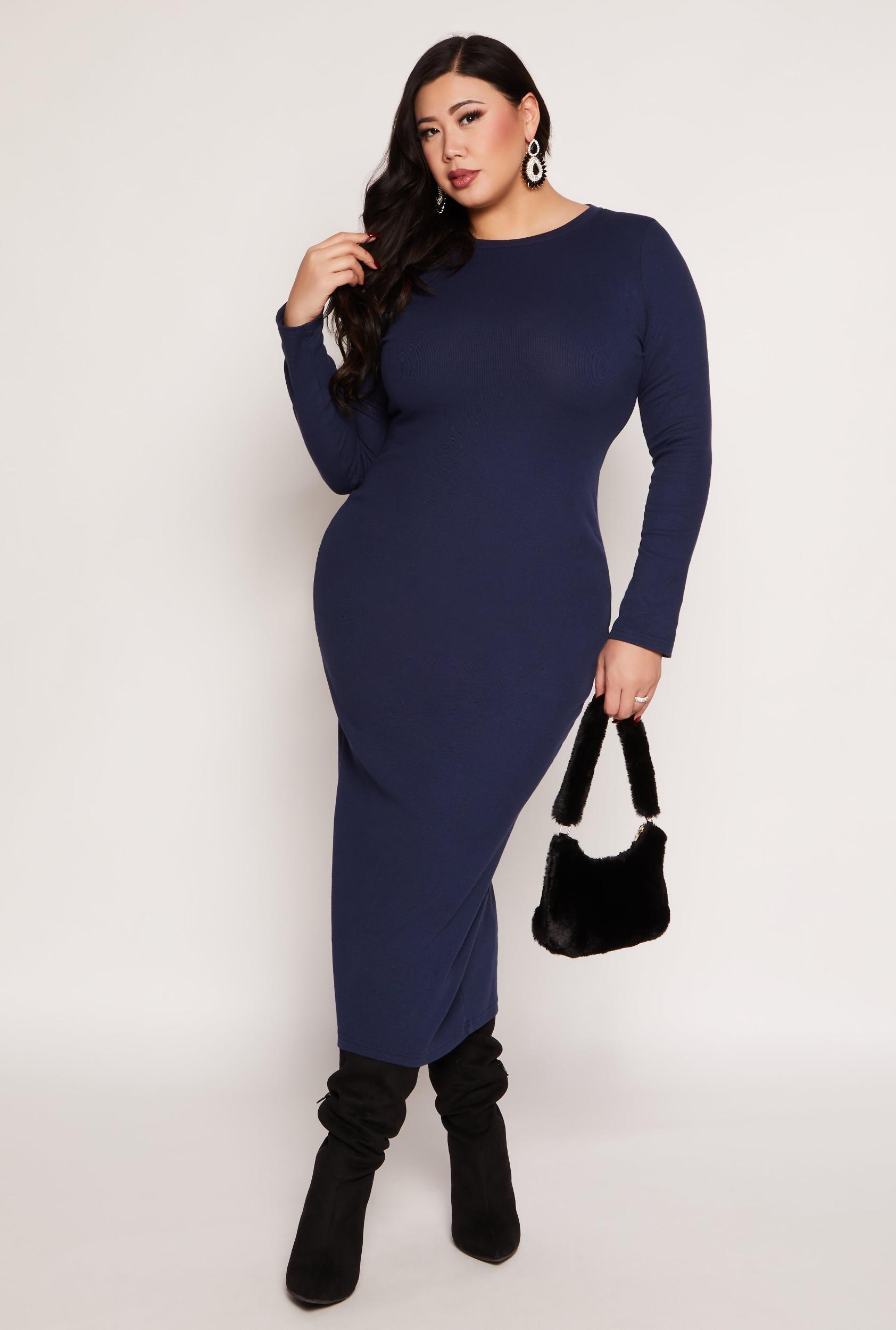 Womens Plus Size Daisy Long Sleeve Maxi Dress Product Image
