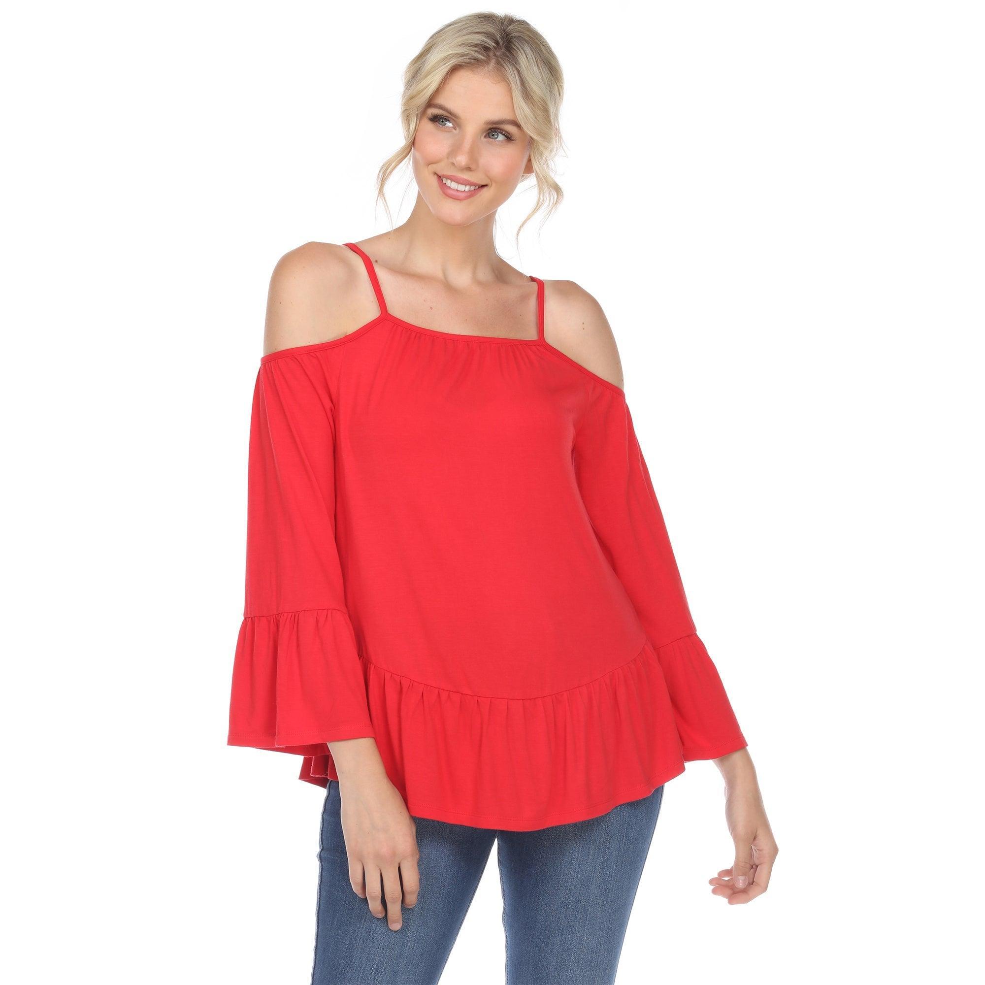 Cold Shoulder Ruffle Sleeve Top Product Image
