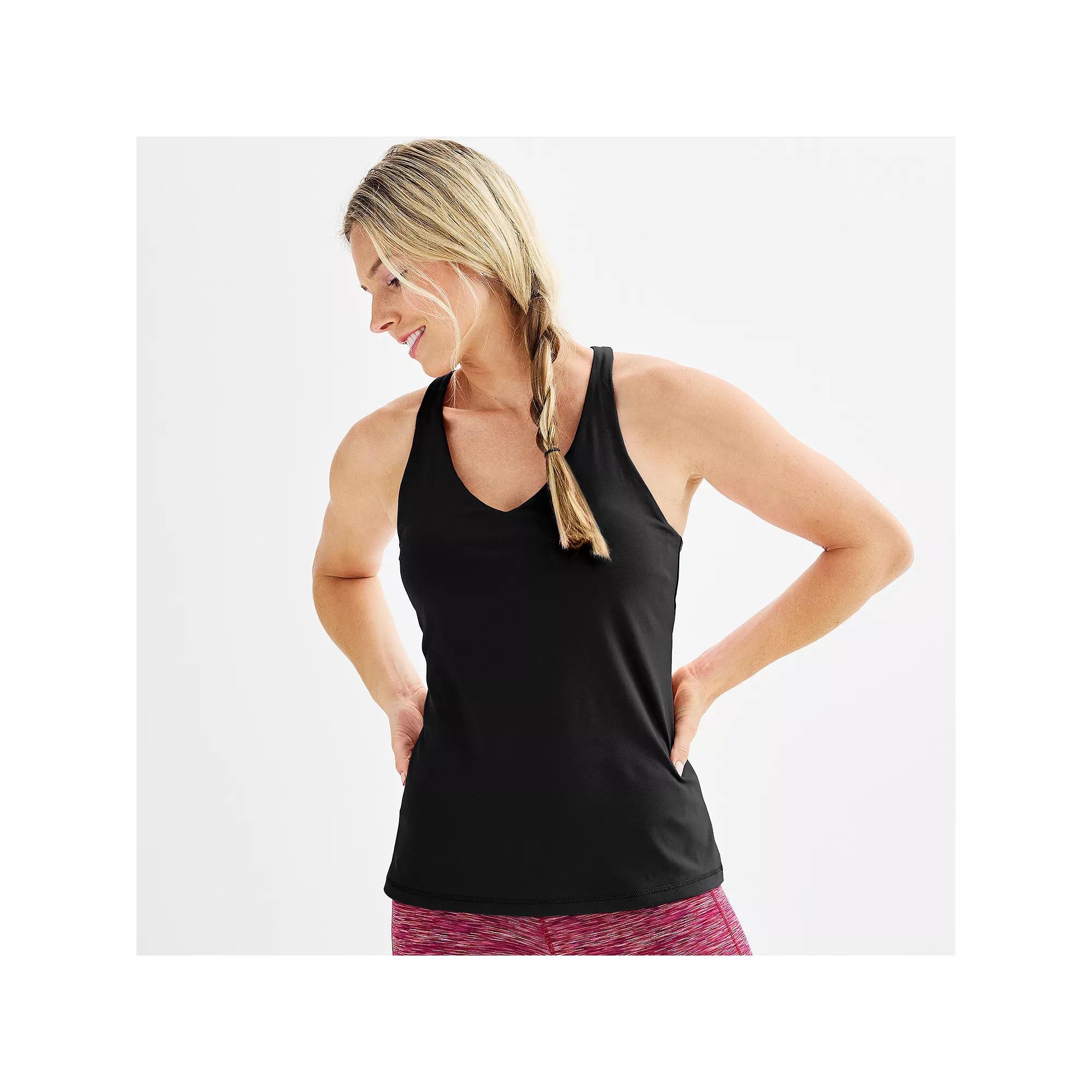 Women's Tek Gear® Ultrastretch Built-In Bra Racerback Tank Top, Size: Small, Mineral Black Product Image