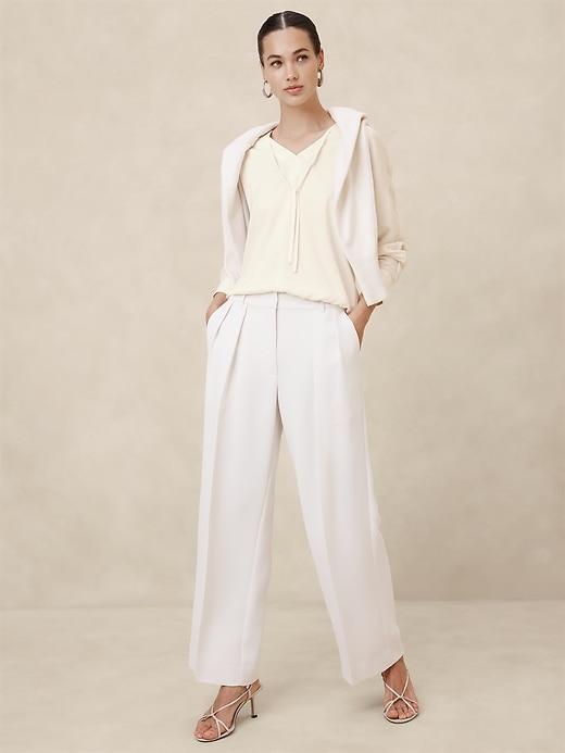 Bubble Hem V-Neck Blouse Product Image