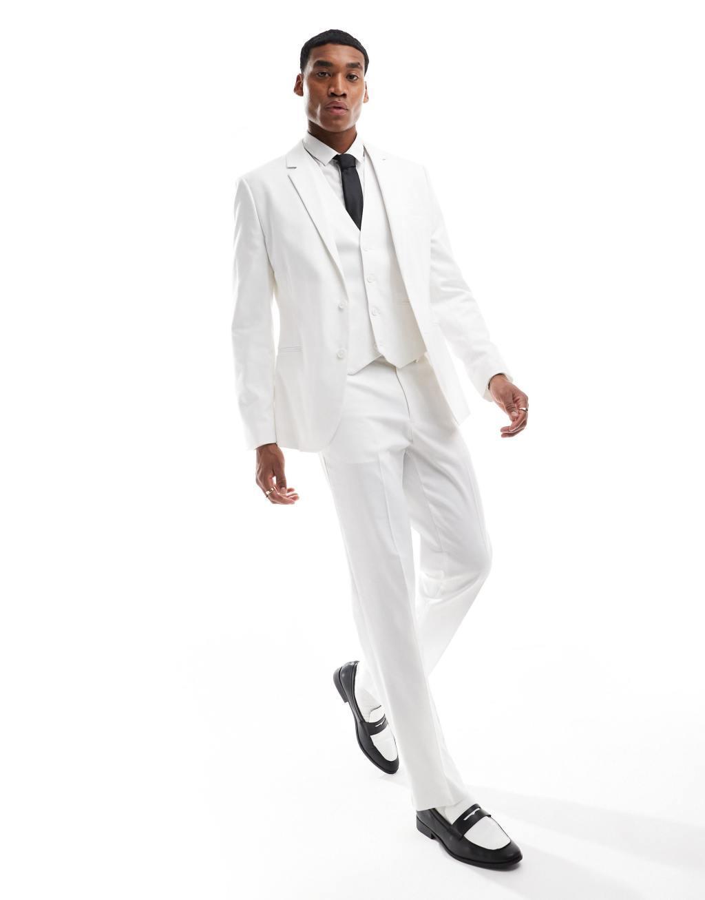 ASOS DESIGN slim fit suit jacket in white Product Image
