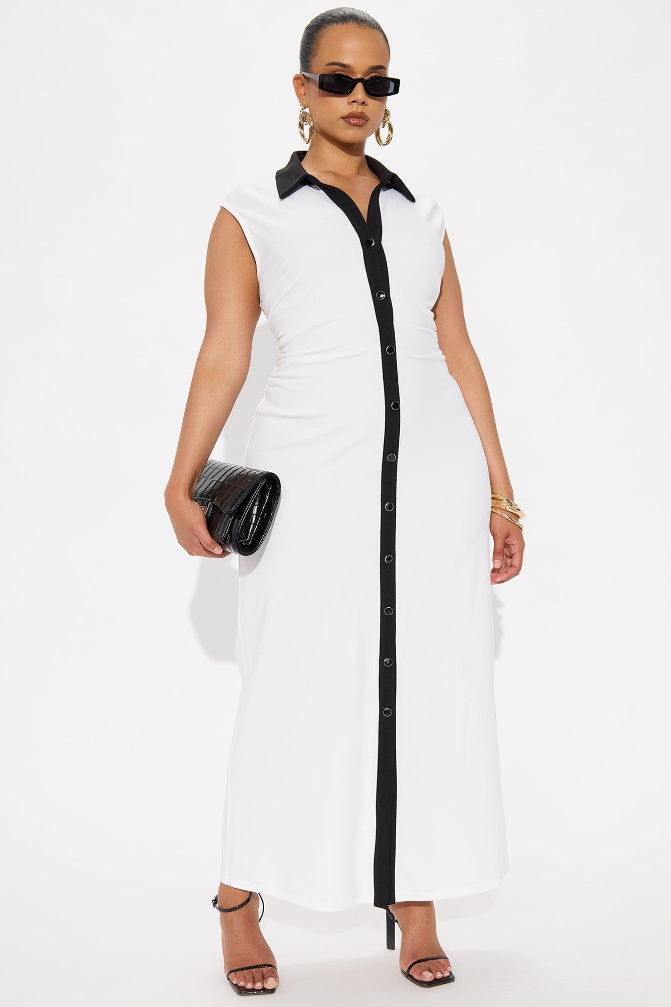 Stella Contrast Maxi Dress - White Product Image