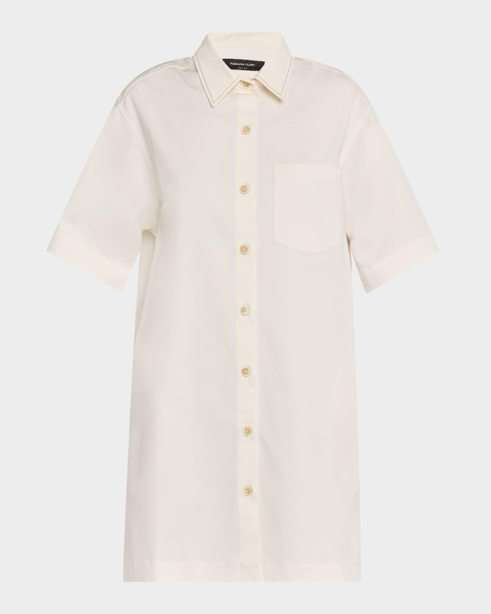 Chain-Trim Cotton Gabardine Shirtdress Product Image