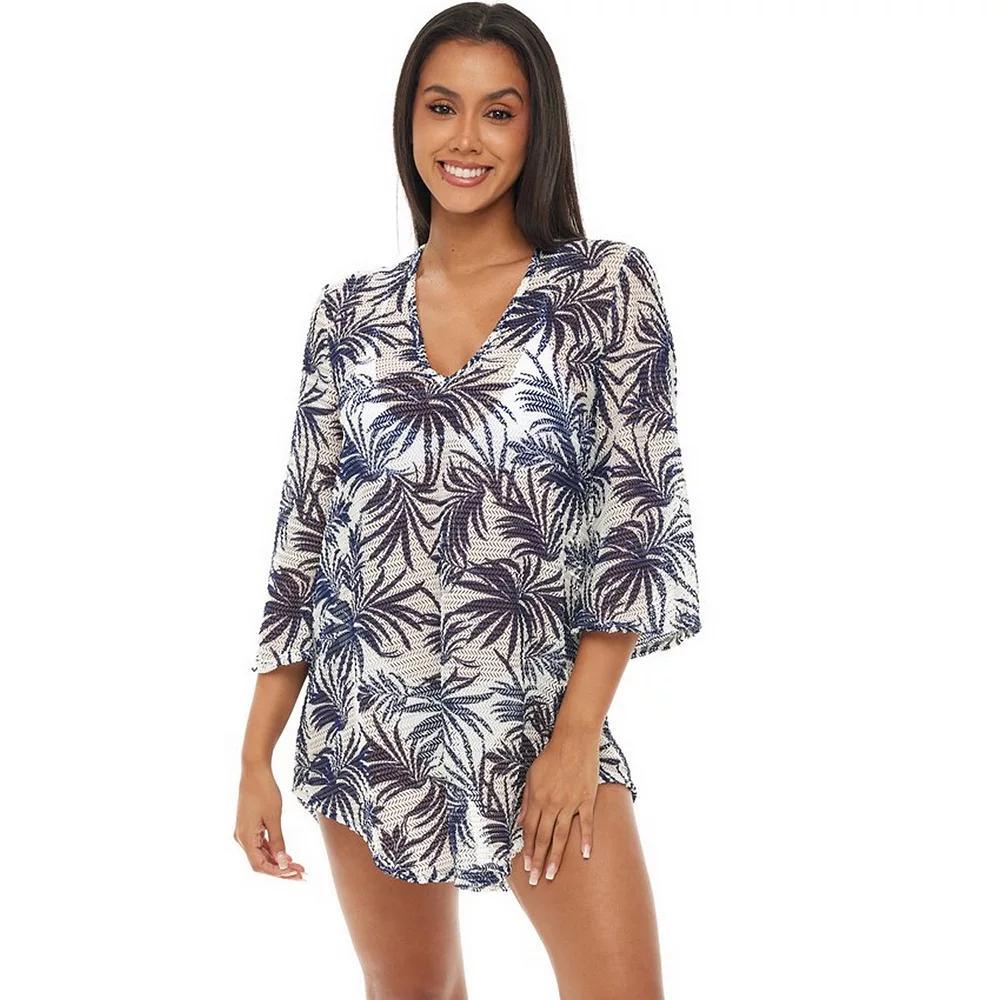 Women's Jordan Taylor Flowy Print Coverup Swimdress, Size: Large, Beige Black Product Image