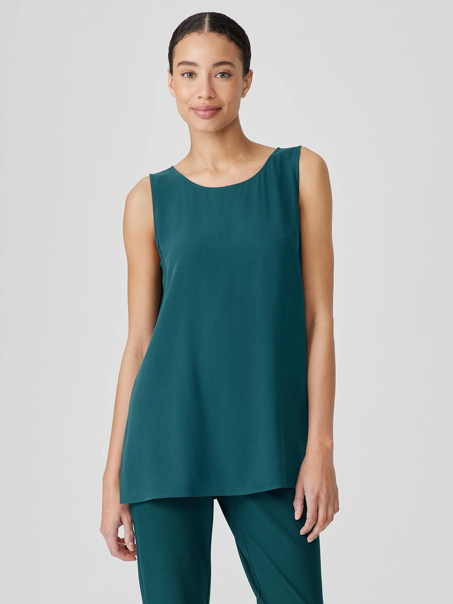 Silk Georgette CrepeBallet Neck Long Tank Product Image