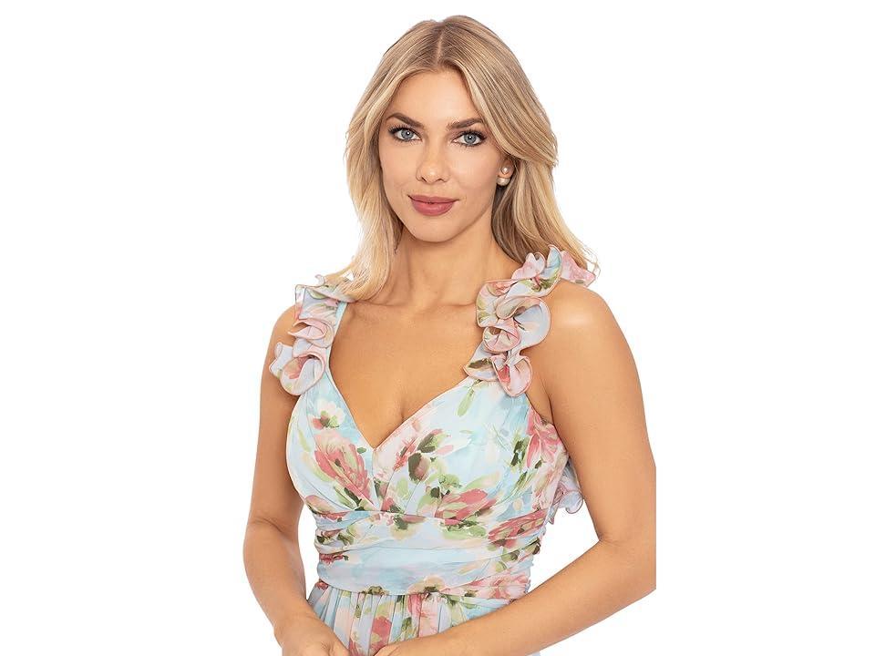 Betsy & Adam Long Wrap Floral Wrap Dress Multi) Women's Clothing Product Image