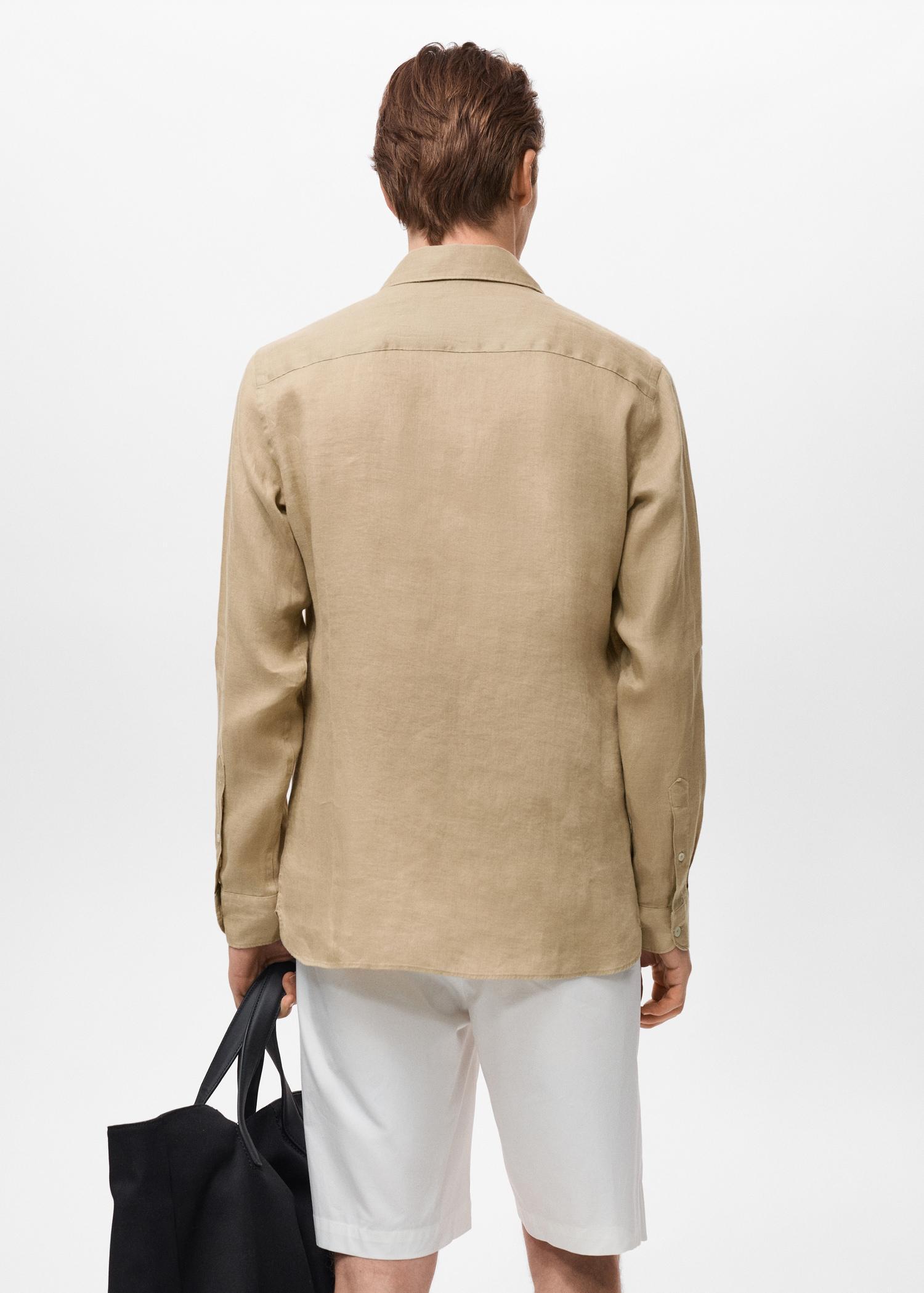 100% linen slim-fit shirt - Men | MANGO USA Product Image