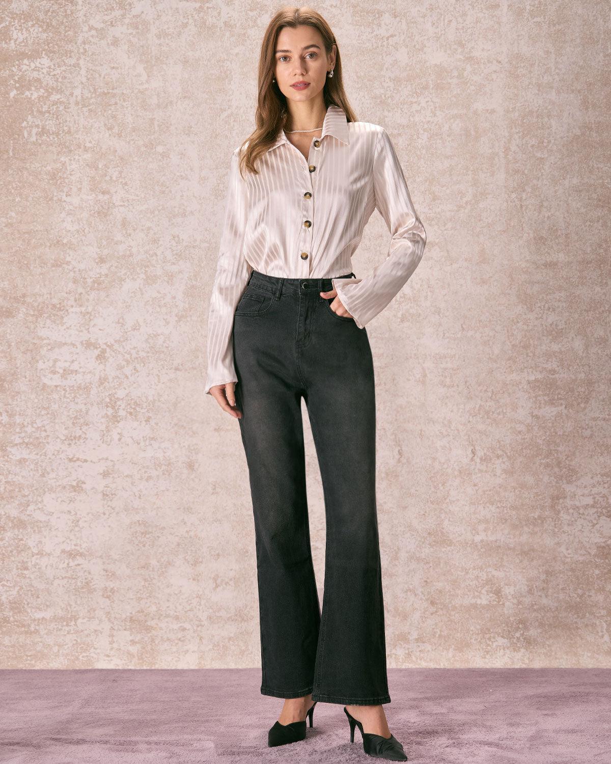 The Black High Waisted Wide Leg Jeans Product Image