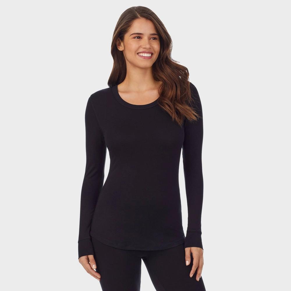 Warm Essentials by Cuddl Duds Women's Smooth Stretch Thermal Scoop Neck Top - Black M Product Image