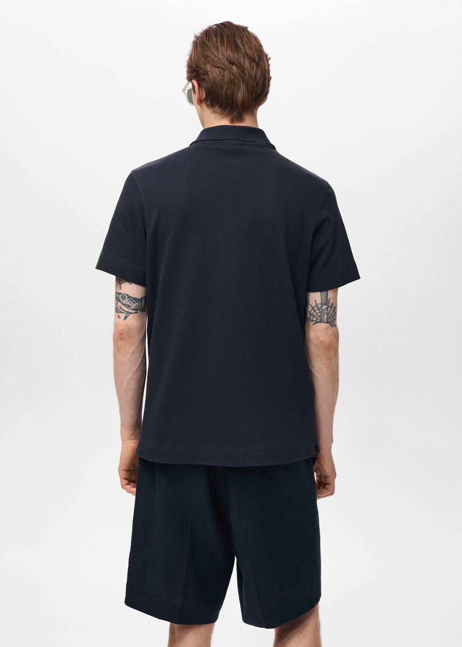 Fine rib-knit polo shirt - Men | MANGO USA Product Image