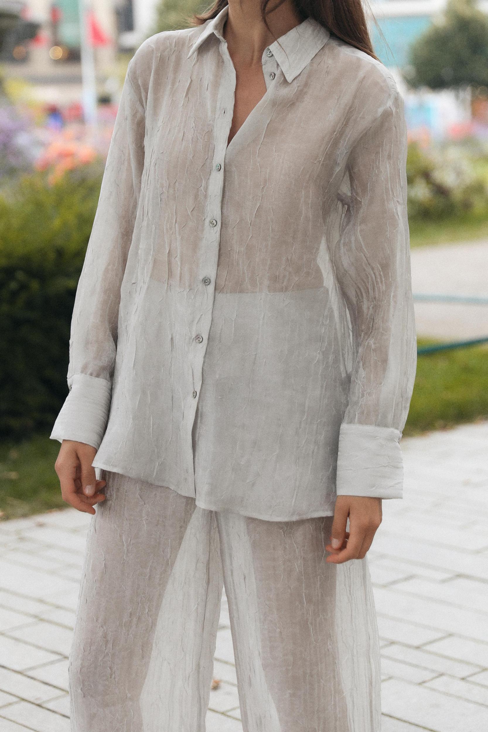 WRINKLED EFFECT ORGANZA SHIRT Product Image