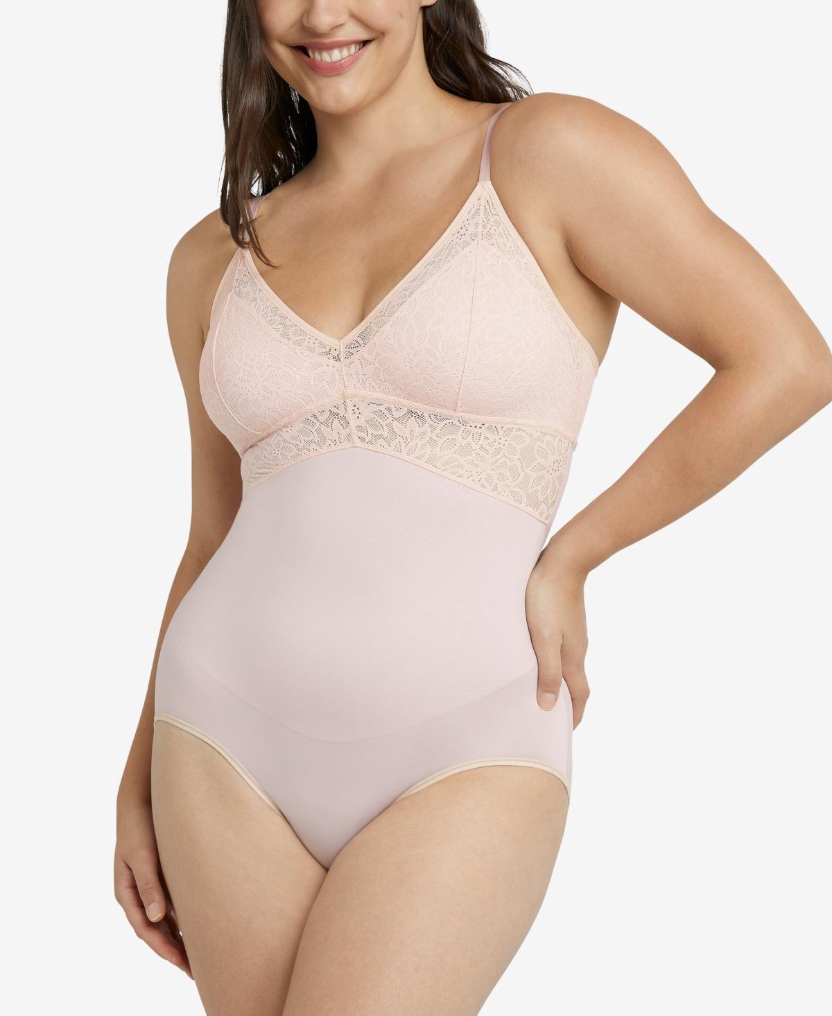 Women's Maidenform® Tame Your Tummy Firm Control Shapewear Lace Bodysuit DMS097, Size: Medium, Sandshell Product Image