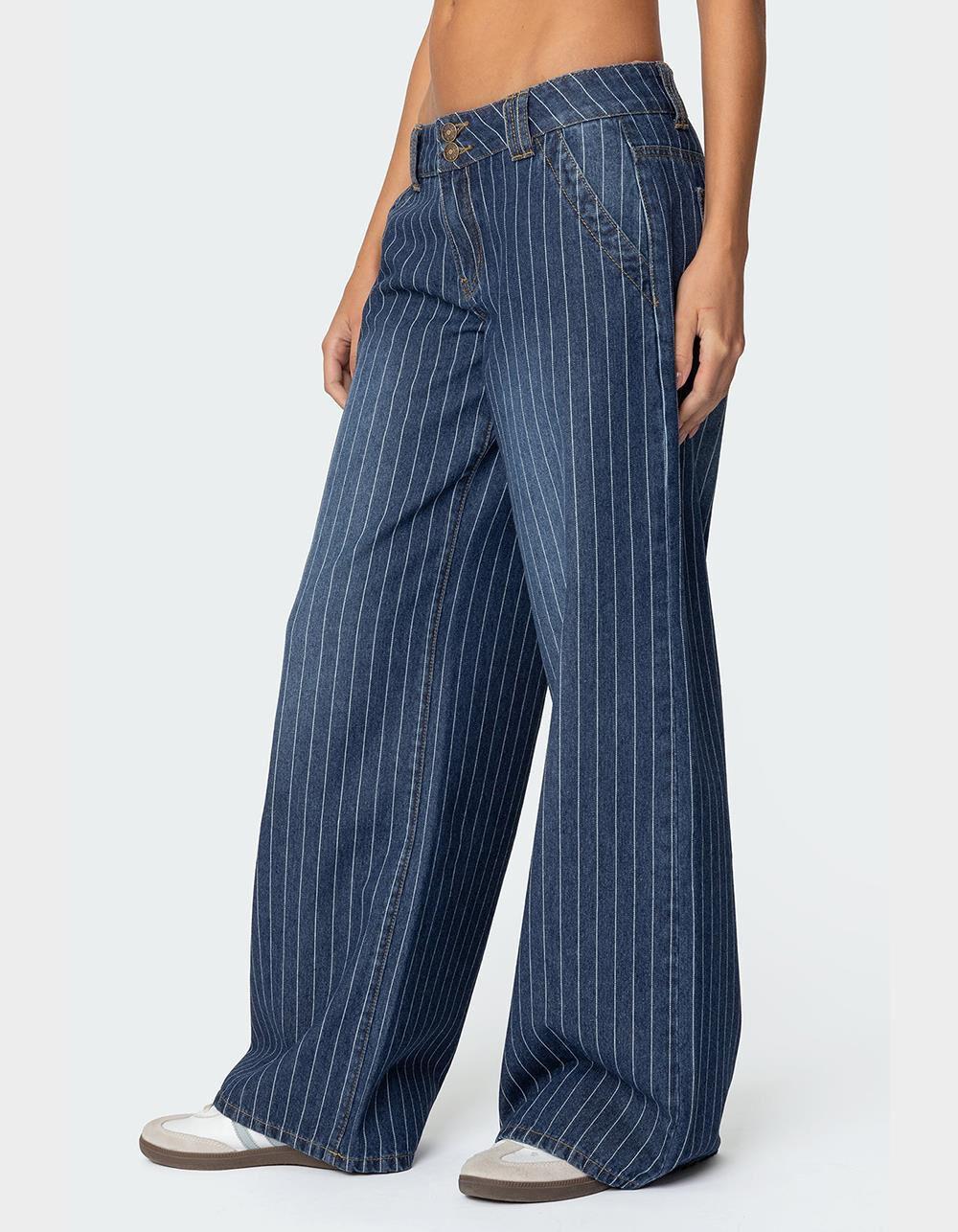 EDIKTED Cory Striped Low Rise Jeans Product Image