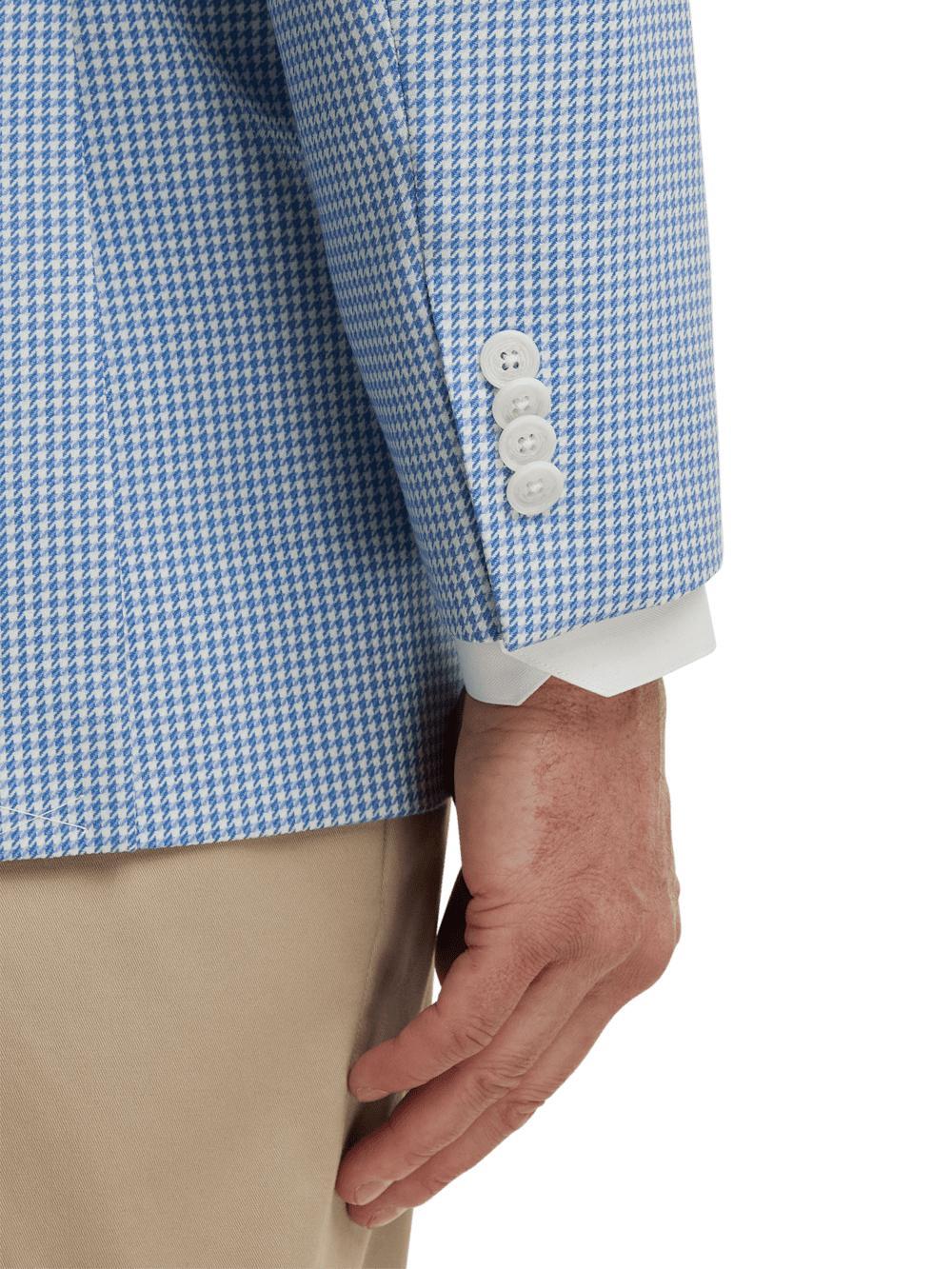 Wool Houndstooth Single Breasted Peak Lapel Sport Coat - Ocean Blue Product Image