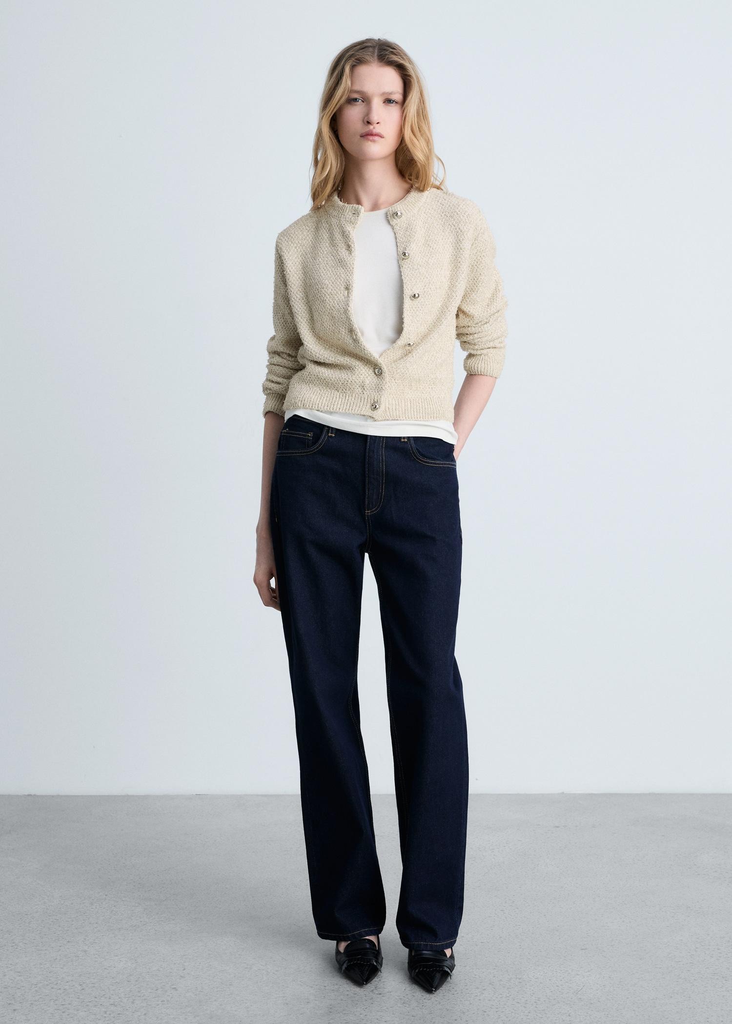 Chunky-knit jacket with buttons - Women | MANGO USA Product Image