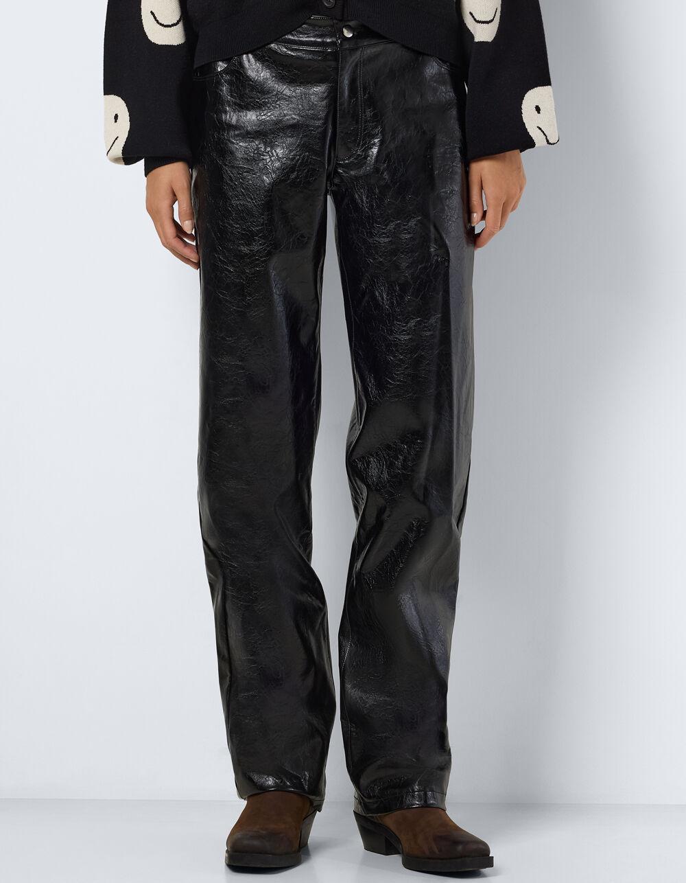 NOISY MAY Kane Evy Womens Faux Leather Pants - BLACK Product Image