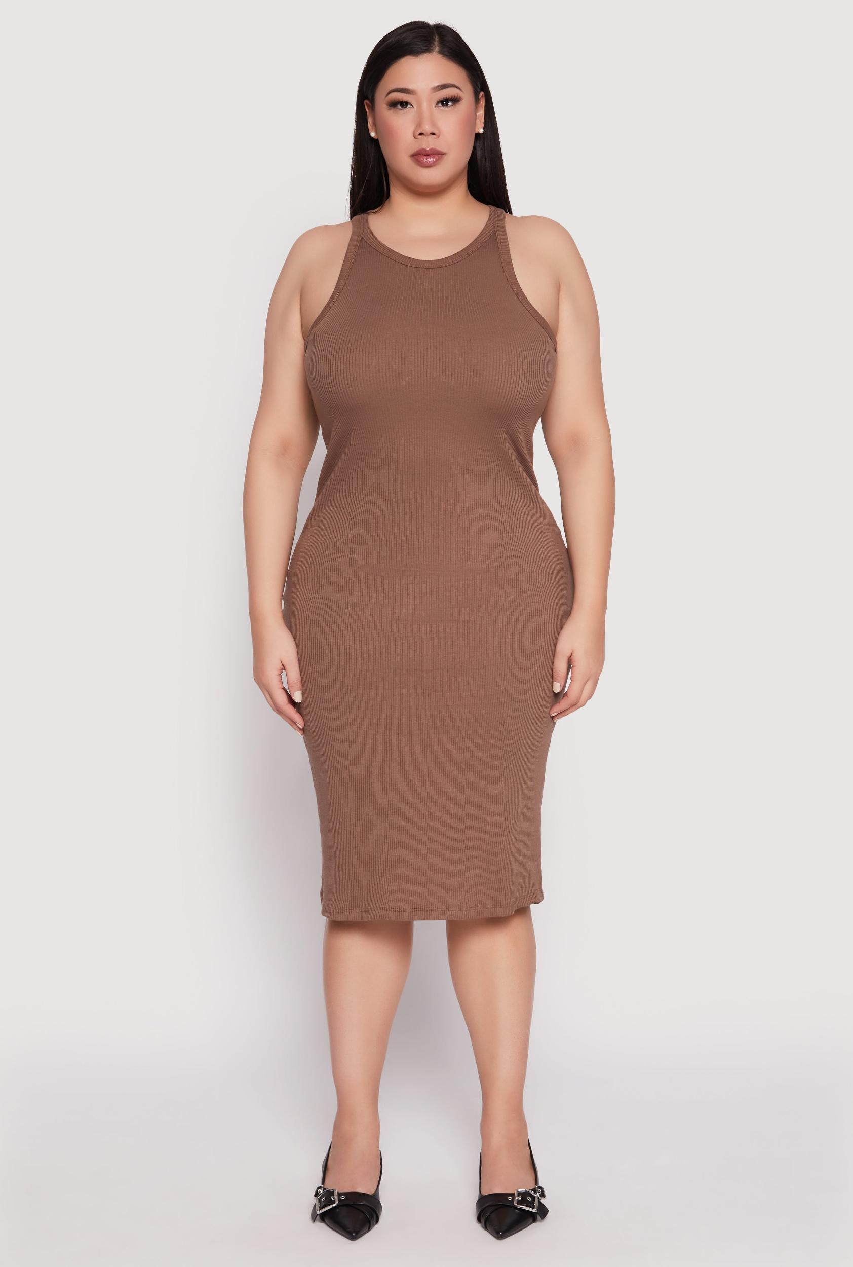 Womens Plus Size Almost Famous Racerback Tank Dress Product Image
