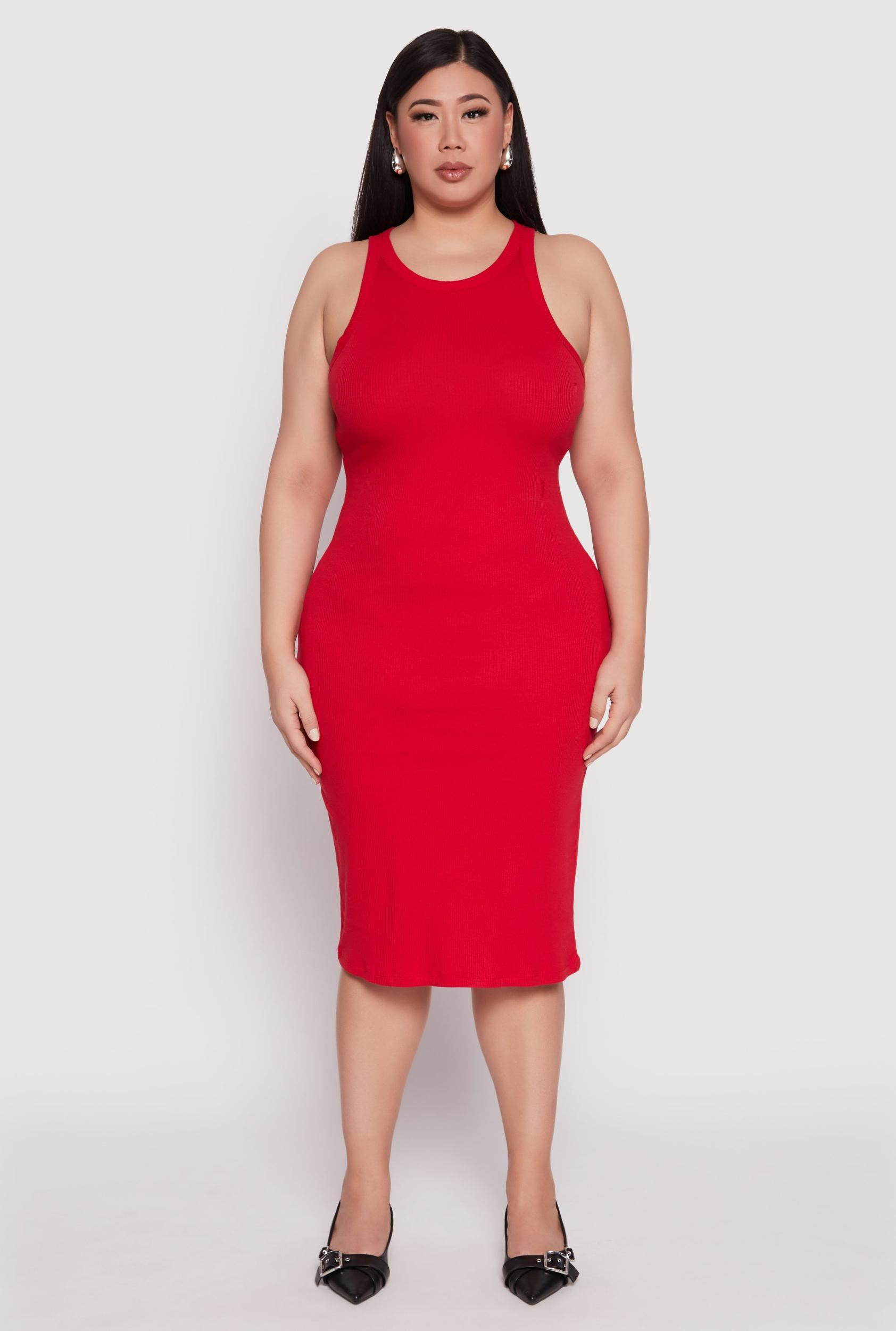 Womens Plus Size Almost Famous Racerback Tank Dress Product Image