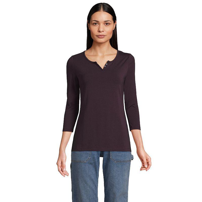 Womens Lands End Lightweight Jersey Henley Top Product Image