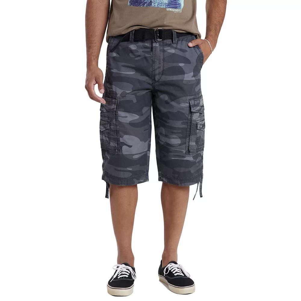 Men's UNIONBAY Cordova Messenger Belted Cargo Shorts, Size: 40, Black Camo Product Image